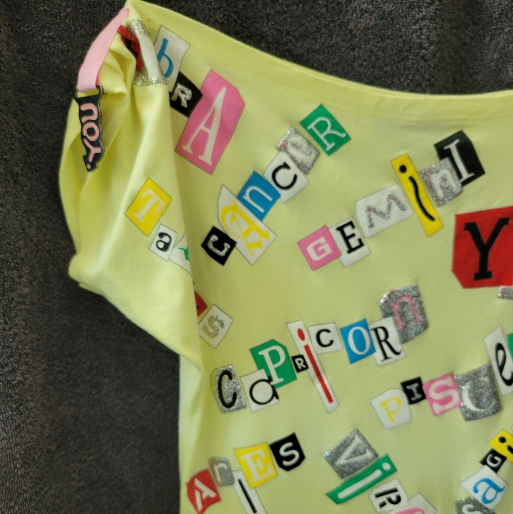 Astrology-Themed Women's Top in Yellow